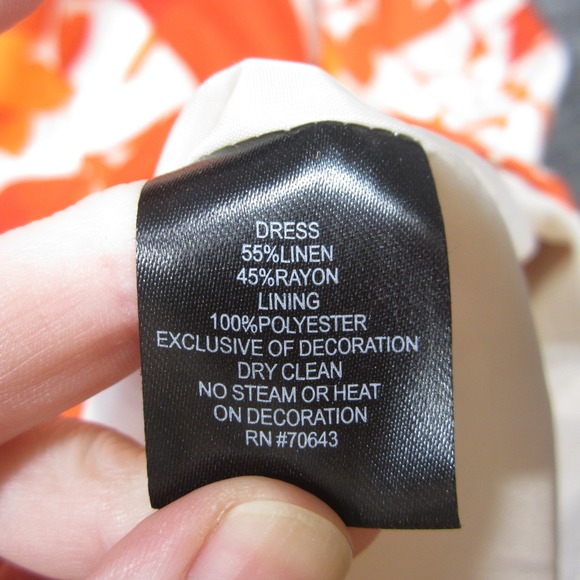 Jessica Howard Linen Shift Dress 16W Orange Floral Halter Beaded Y2k Tropical - Picture 9 of 9